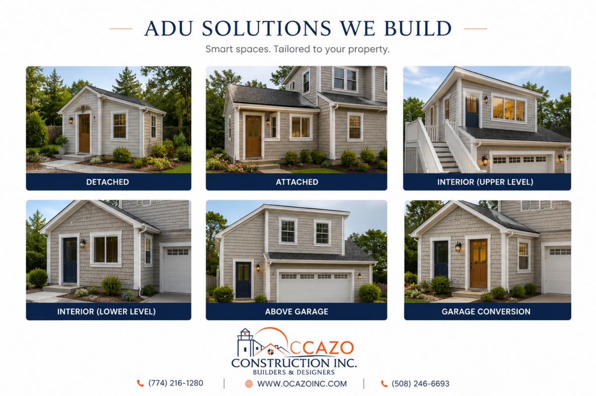 ADU Types by Ocazo Construction Cape Cod MA