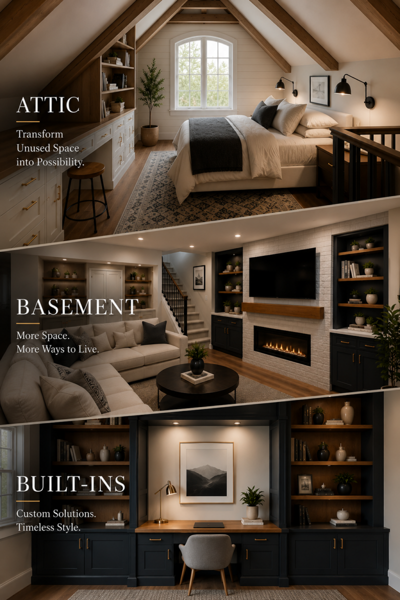 Attic Renovation, Basement Finishing and Custom Built-Ins in Cape Cod MA by Ocazo Construction